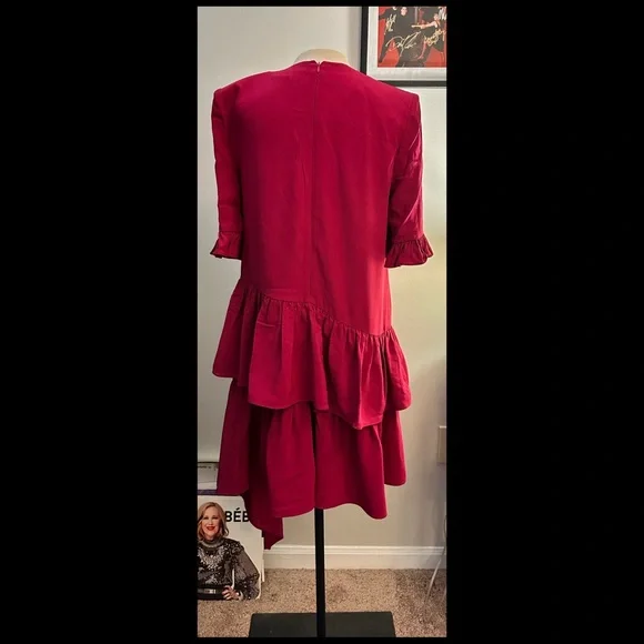 Alexander McQueen Asymmetric Ruffle Hem Drape Dress NWT 44/8 - Picture 3 of 11